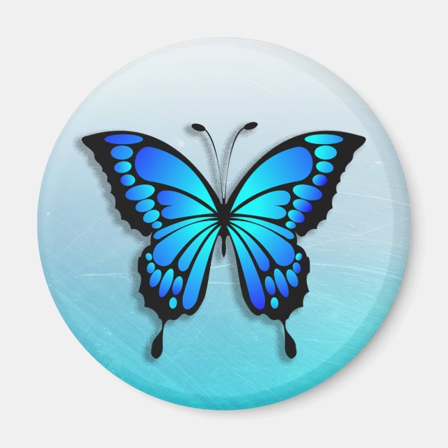 Aimant Papillon bleu Nom personnalisé (Devant)
