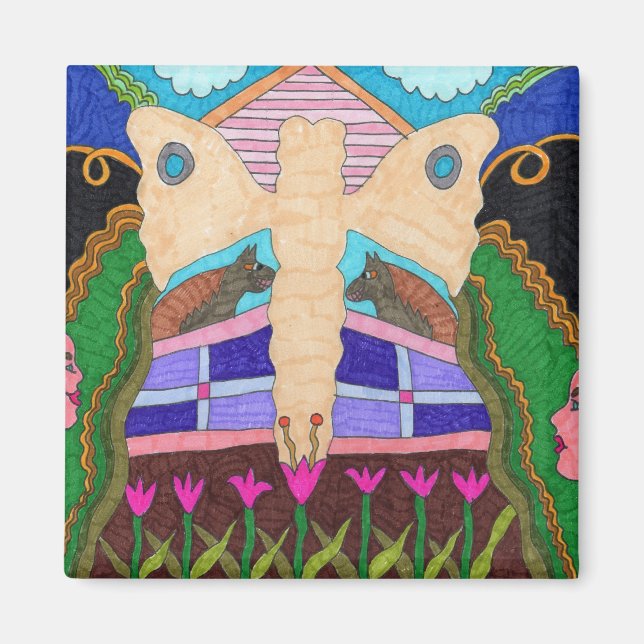 Aimant Papillon (Butterfly) : sur la ferme (Devant)