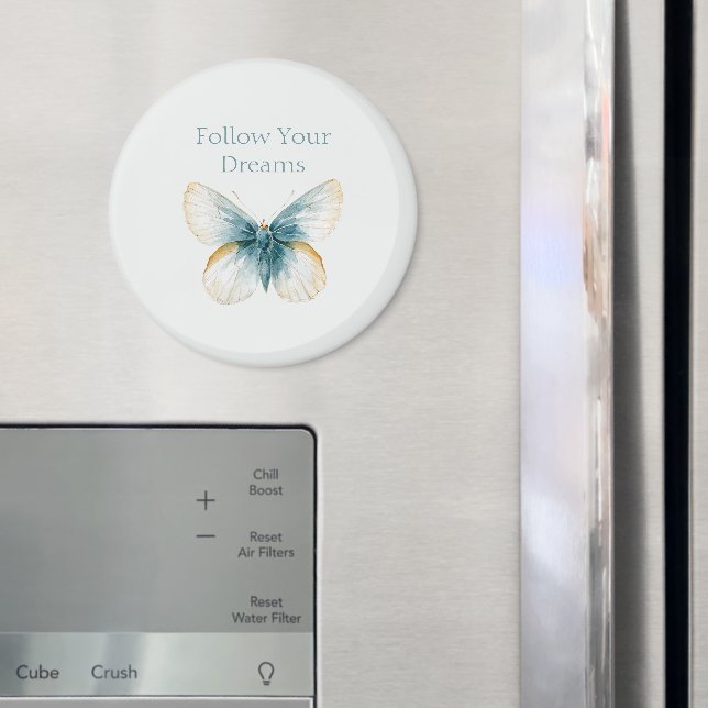 Aimant Papillon crème bleu joli (In situ (réfrigérateur))