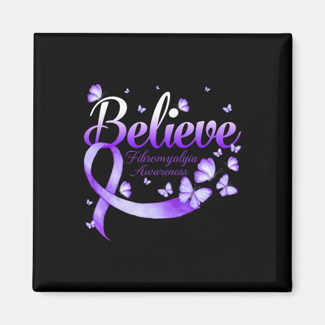 Aimant Papillon de sensibilisation à la fibromyalgie 1 (Devant)