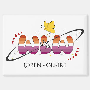 Aimant Papillon Drapeau Lesbien Coucher de Soleil