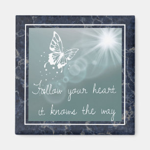 Aimant Papillon en marbre bleu Suivez votre citation du c