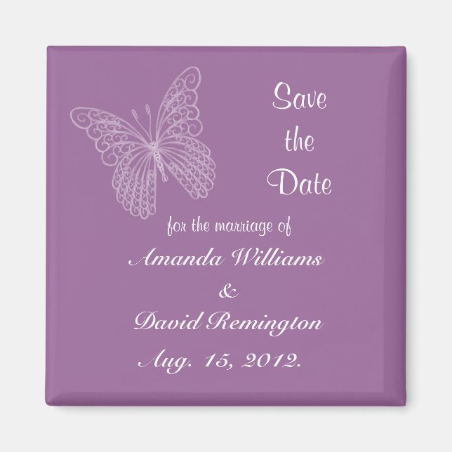 Aimant Papillon Filigree Enregistrer l'aimant Date (Devant)
