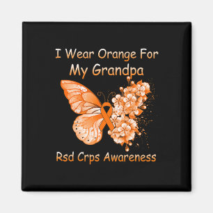 Aimant Papillon Je Porte Orange Pour Mon Grand-Père Crps