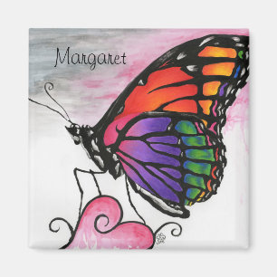 Aimant Papillon Monarque Arc-en-Ciel Original Fantastique