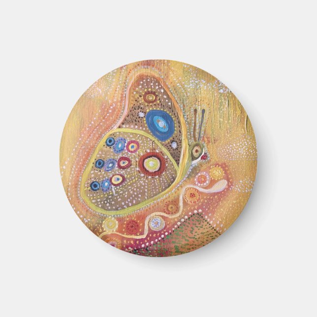 Aimant Papillon petit, 1¼ Pouce d'aimant rond (Devant)