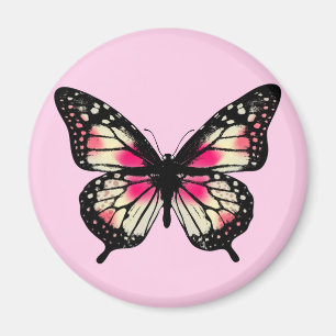 Aimant Papillon rose