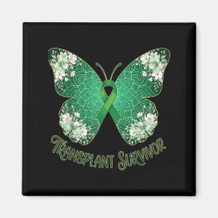 Aimant Papillon Ruban Vert Mandala Transplanté Survivant