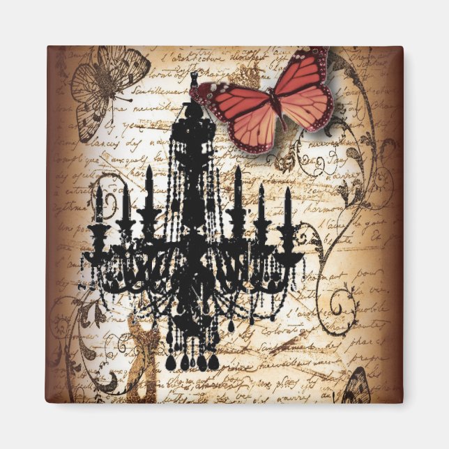 Aimant papillon steampunk paris chandelier vintage (Devant)