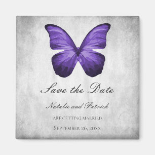 Aimant Papillon violet Enregistrer l'aimant de date