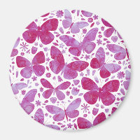 Papillons Aquarelle Magenta Rose