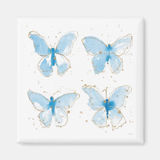 Aimant Papillons bleu aquarelle (Devant)