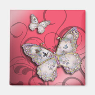 Aimant "Papillons de parties scintillantes" (rose) par