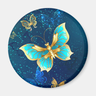 Aimant Papillons d'or sur un Arrière - plan bleu