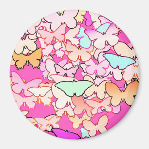 Aimant Papillons, roses multiples et profondes