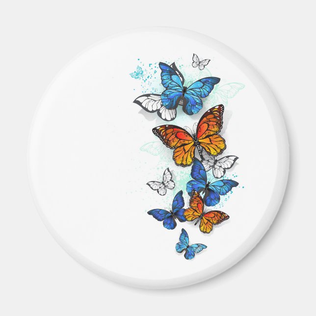 Aimant Papillons volants Morpho et Monarch (Devant)