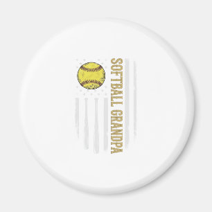 Aimant Papy de softball Drapeau Vintage Vector Design_1