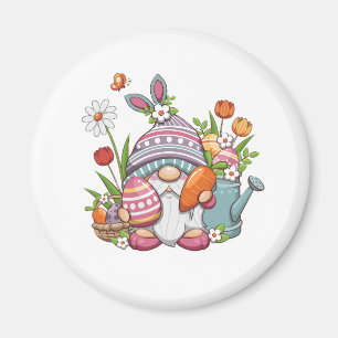 Aimant pâques heureux avec gnome mignon