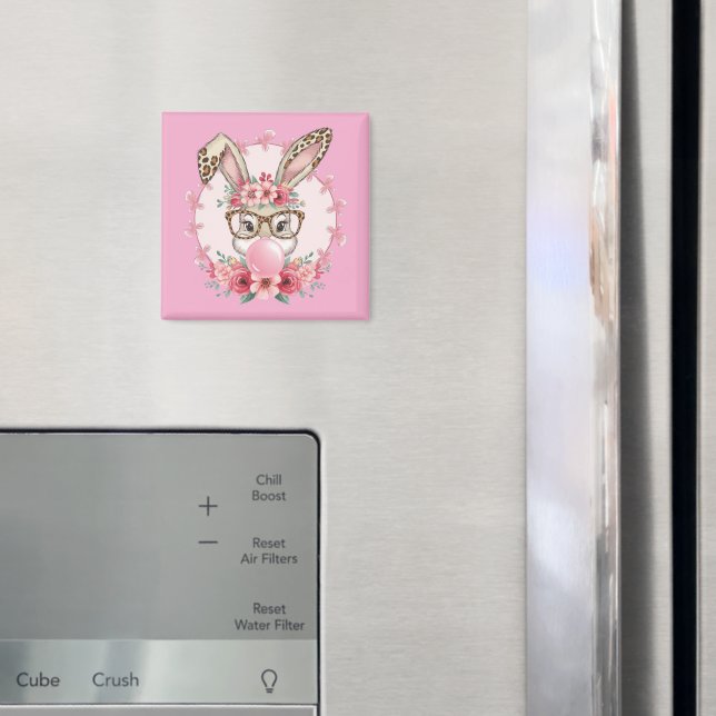 Aimant Pâques mignonne Floral Bunny Leopard cadeau (In situ (réfrigérateur))