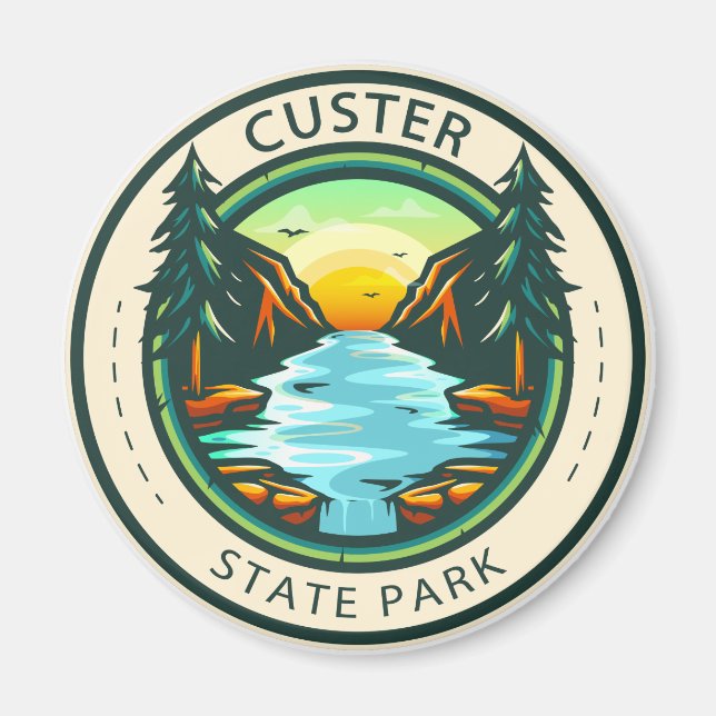 Aimant Parc d'état de Custer Badge du Dakota du Sud (Devant)