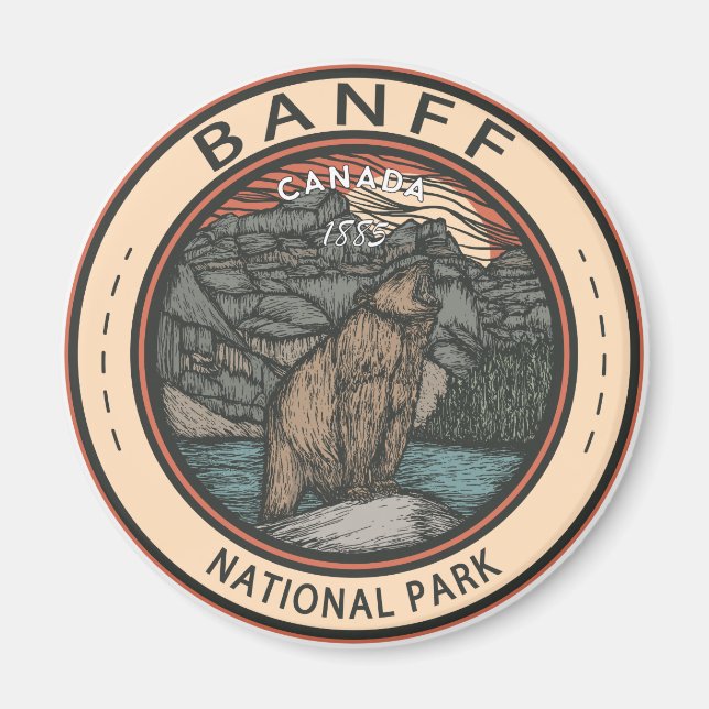 Aimant Parc national Banff Canada Emblème de voyage Vinta (Devant)