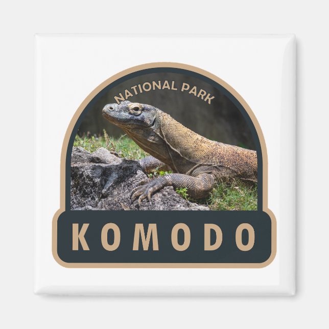 Aimant Parc national de Komodo Indonésie Vintage (Devant)
