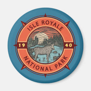 Aimant Parc national de l'Isle Royale Moose Retro Compass