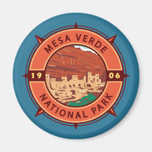 Aimant Parc national de Mesa Verde Emblem Retro Compass