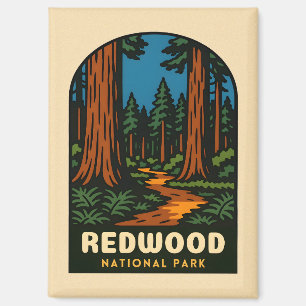 Aimant Parc national de Redwood Vintage voyage rétro Natu