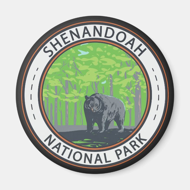 Aimant Parc national de Shenandoah Cercle d'ours noir (Devant)