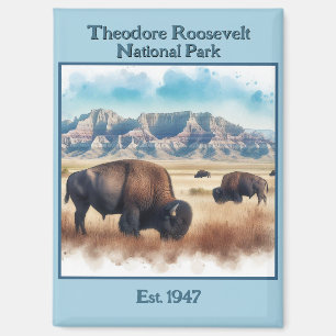 Aimant Parc national de Theodore Roosevelt Bison Souvenir
