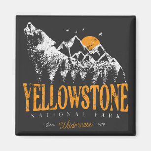 Aimant Parc national de Yellowstone Montagnes Wolf Vintag