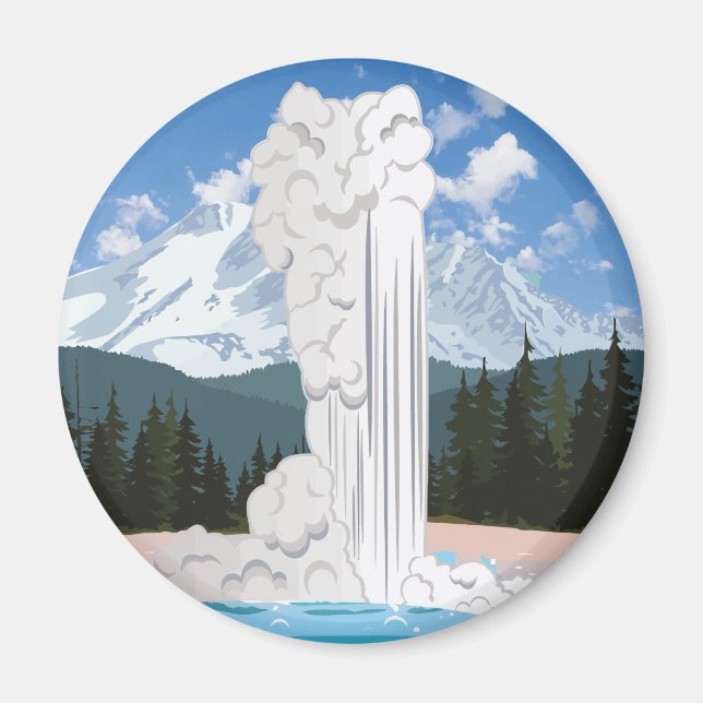 Aimant Parc national de Yellowstone Rétro Vieux fidèles (Devant)