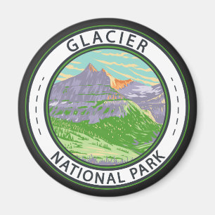 Aimant Parc National Des Glaciers Au Printemps Badge Mont