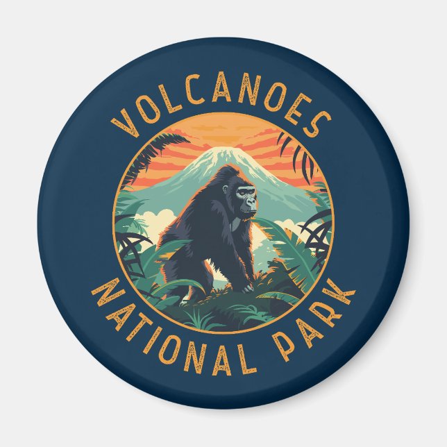 Aimant Parc national des volcans Rwanda Rétro perturbé (Devant)
