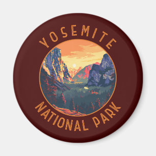 Aimant Parc national du Yosemite Sunset Retro perturbé