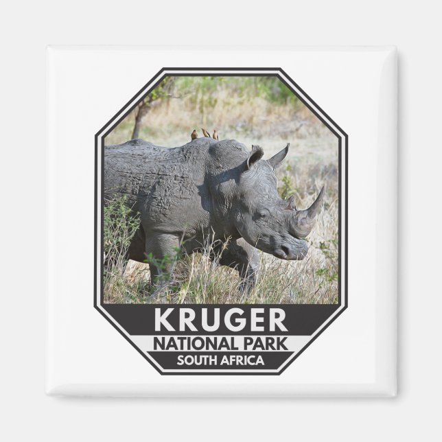 Aimant Parc national Kruger Afrique du Sud Rhino Aquarell (Devant)