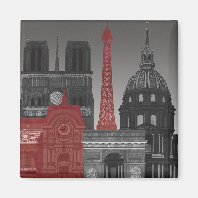 Aimant Paris Elevages par nuit - Rouge (Devant)