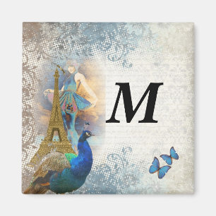 Aimant Paris peacock collage