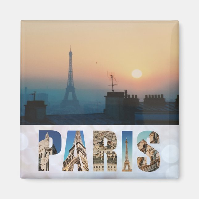 Aimant Paris Tour Eiffel France Ville Sunset Photo (Devant)