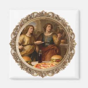 Aimant Parodie de peinture de la Renaissance vintage d'ho