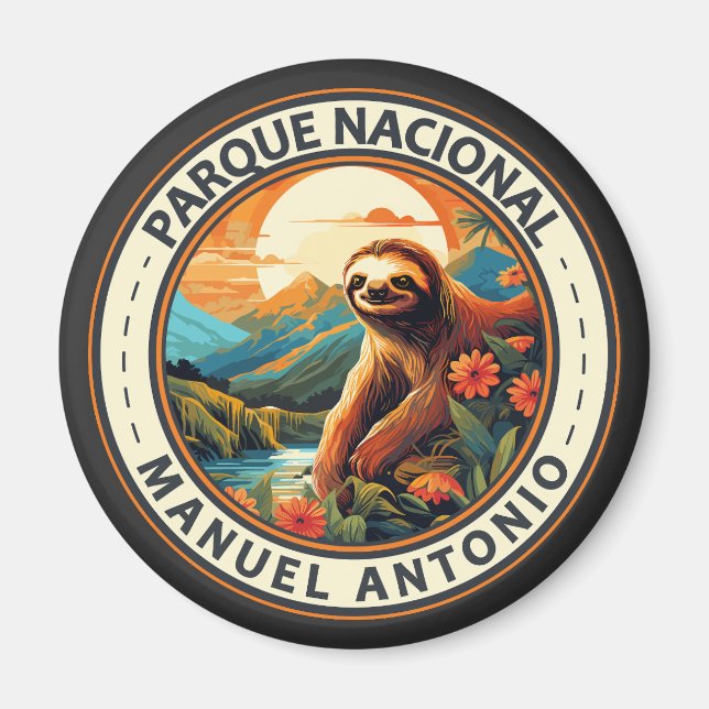 Aimant Parque Nacional Manuel Antonio Sloth Travel Art (Devant)