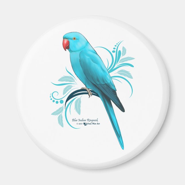 Aimant Parrot bleu indien Ringneck (Devant)