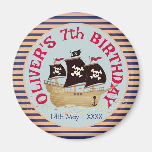 Aimant Parti Anniversaire de enfant de navire pirate