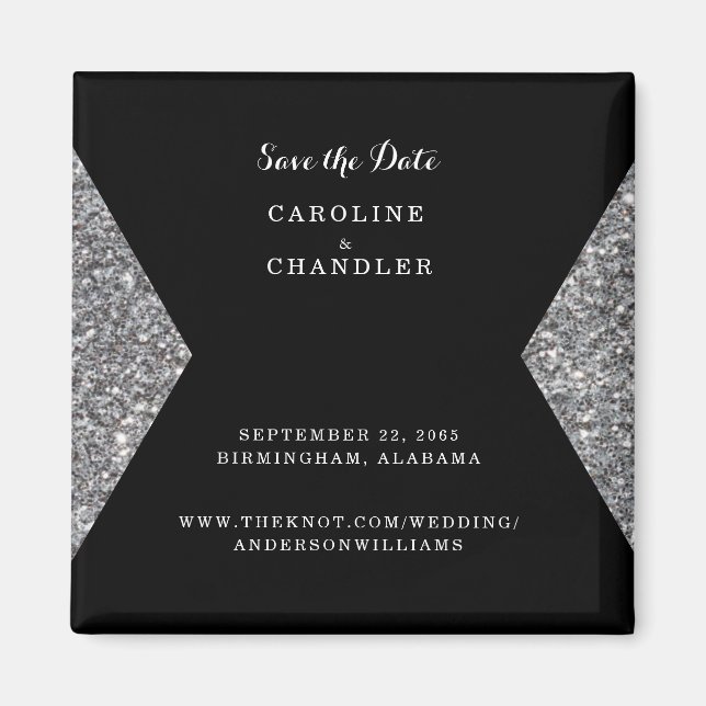 Aimant Parties scintillant Argent Et Mariage Photo Noir S (Devant)