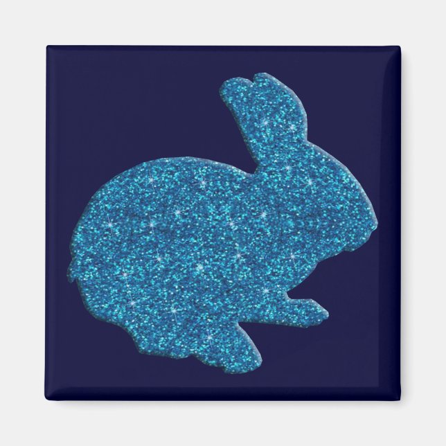 Aimant Parties scintillant bleue Silhouette Lapin de Pâqu (Devant)