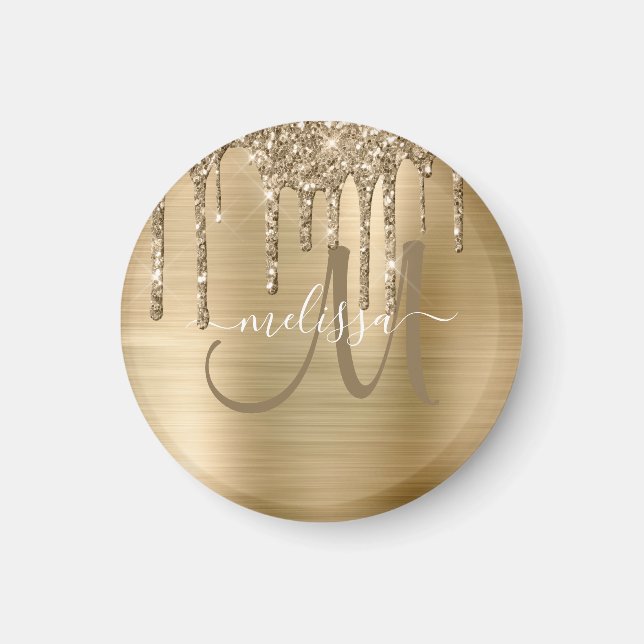 Aimant Parties scintillant Chic Gold Driving Brossé Monog (Devant)