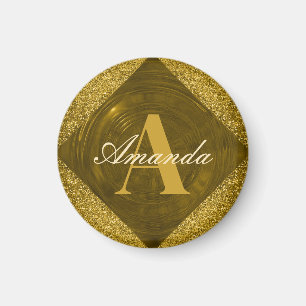 Aimant Parties scintillant d'or moderne Monogramme fille