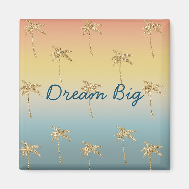 Aimant Parties scintillant d'or Sunset Palm Trees (Devant)