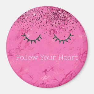 Aimant Parties scintillant en marbre rose brillant noir